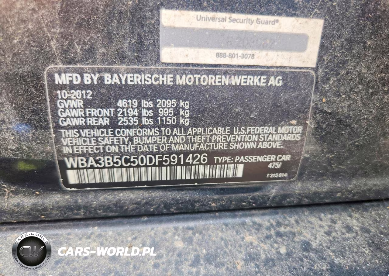 2013 BMW 328 Xi Sulev VIN:WBA3B5C50DF591426 - 12