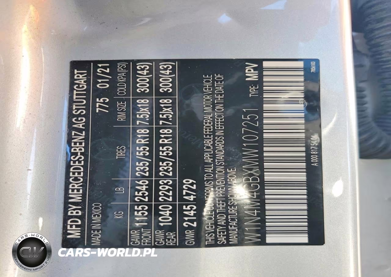 2021 Mercedes-Benz Glb 250 VIN:W1N4M4GBXMW107251 - 14