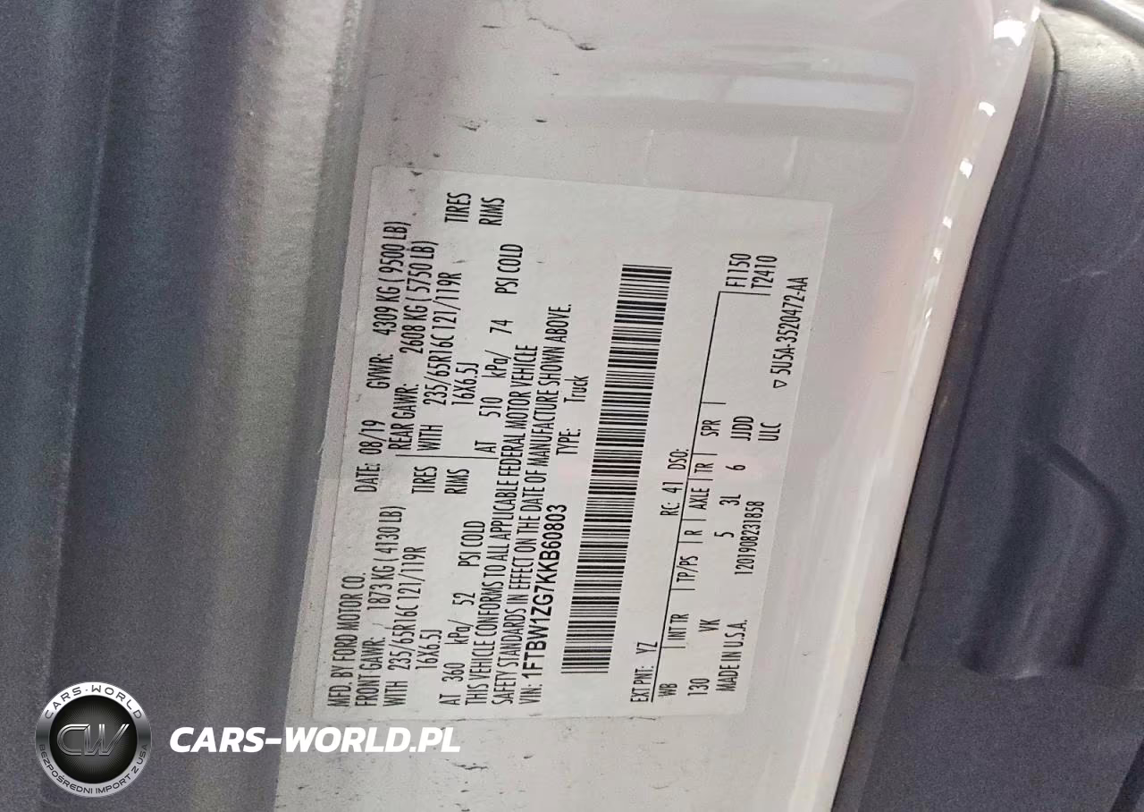 2019 Ford Transit T-350 VIN:1FTBW1ZG7KKB60803 - 13