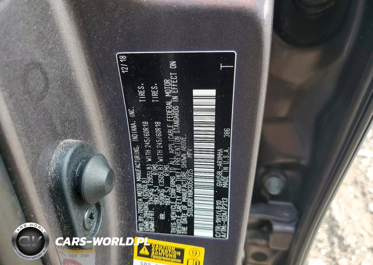 2019 Toyota Highlander Hybrid Xle VIN:5TDJGRFH6KS058325 - 13
