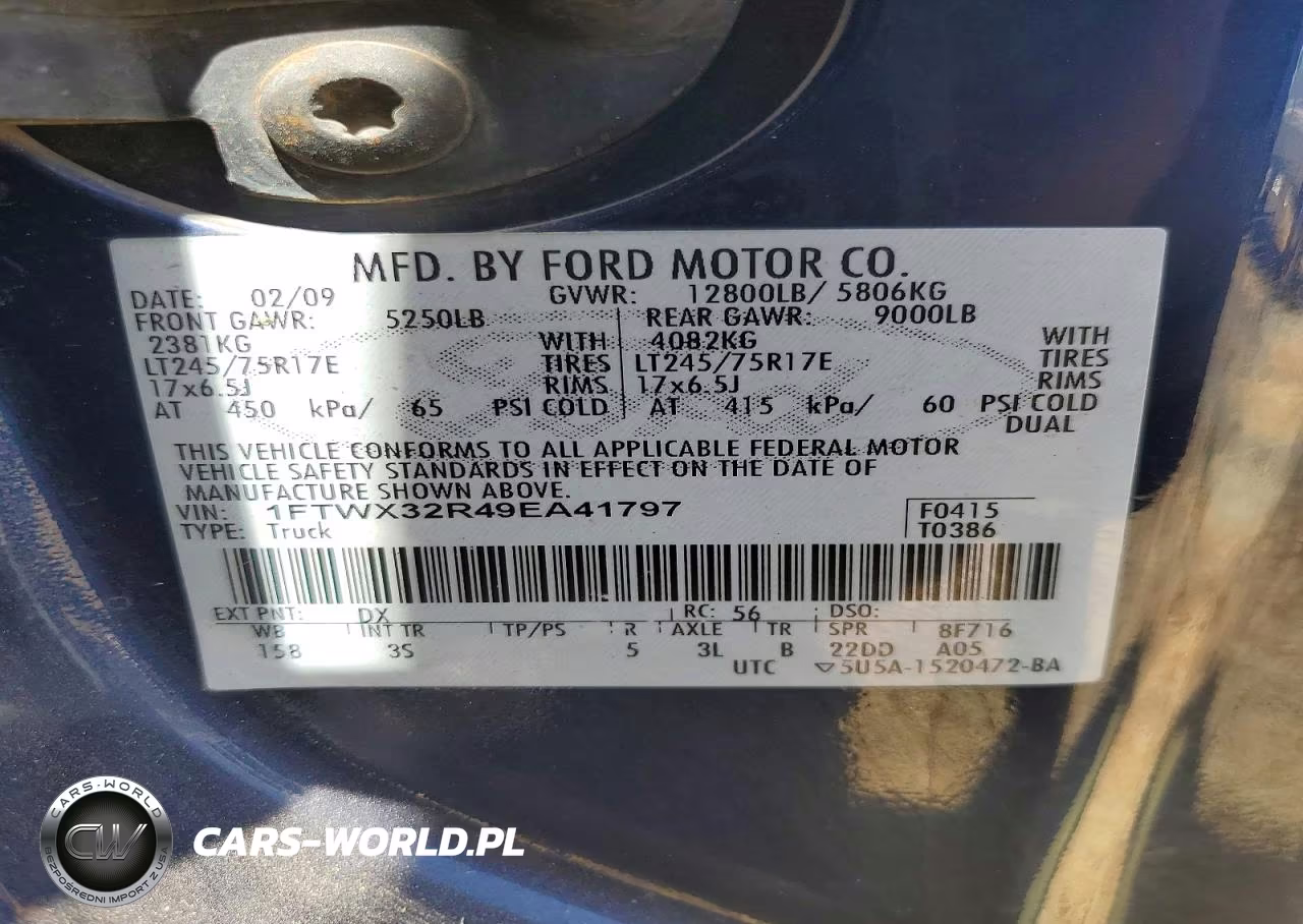 2009 Ford F350 Super Duty VIN:1FTWX32R49EA41797 - 12