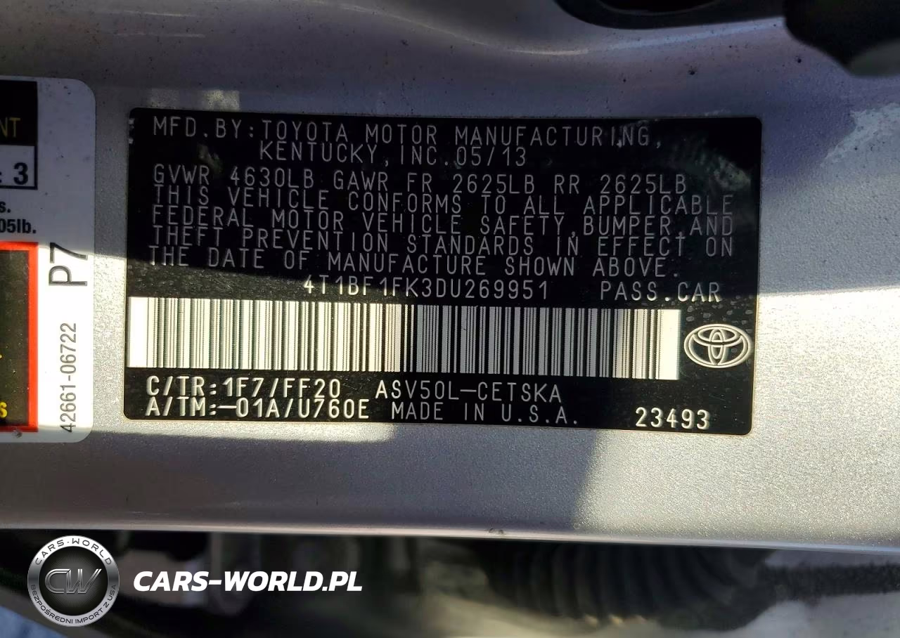 2013 Toyota Camry Se VIN:4T1BF1FK3DU269951 - 12