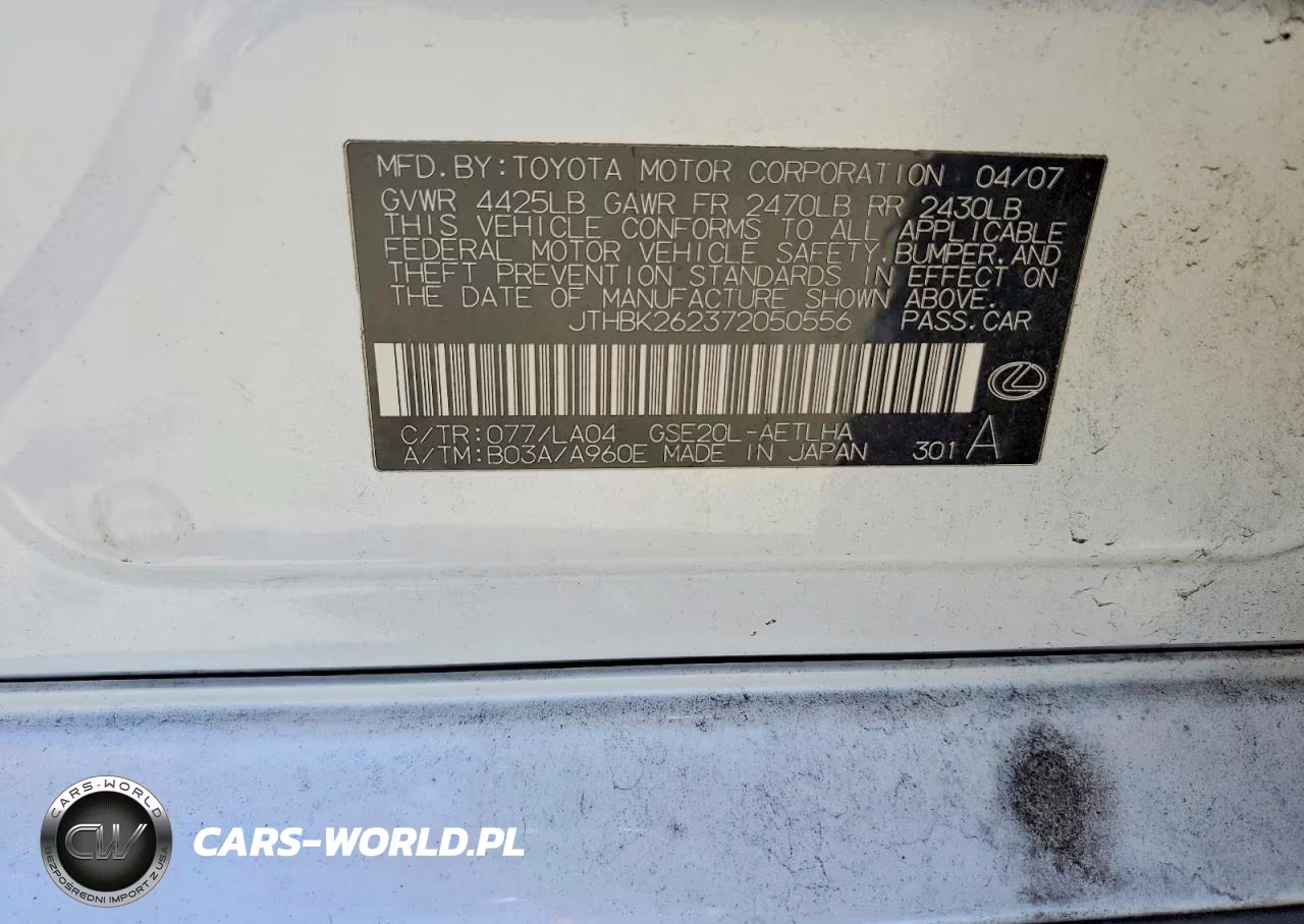 2007 Lexus Is 250 VIN:JTHBK262372050556 - 12