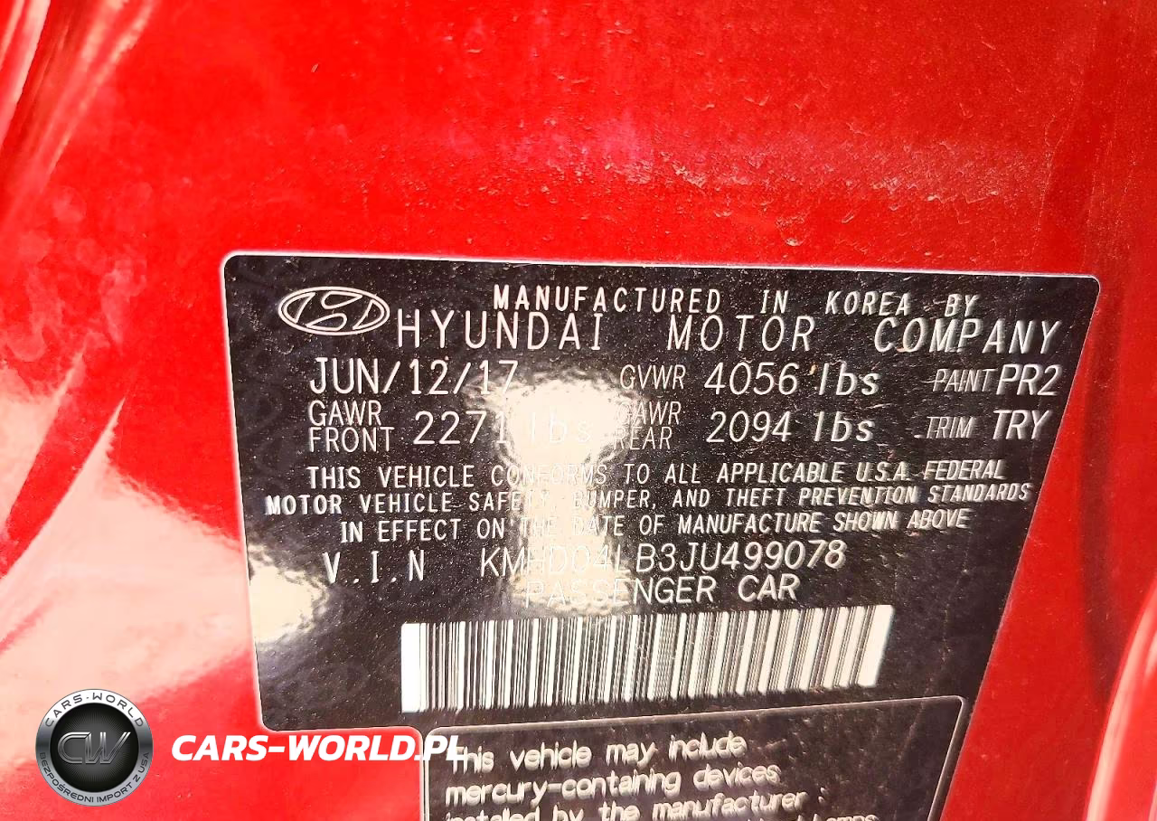 2018 Hyundai Elantra Sport VIN:KMHD04LB3JU499078 - 13