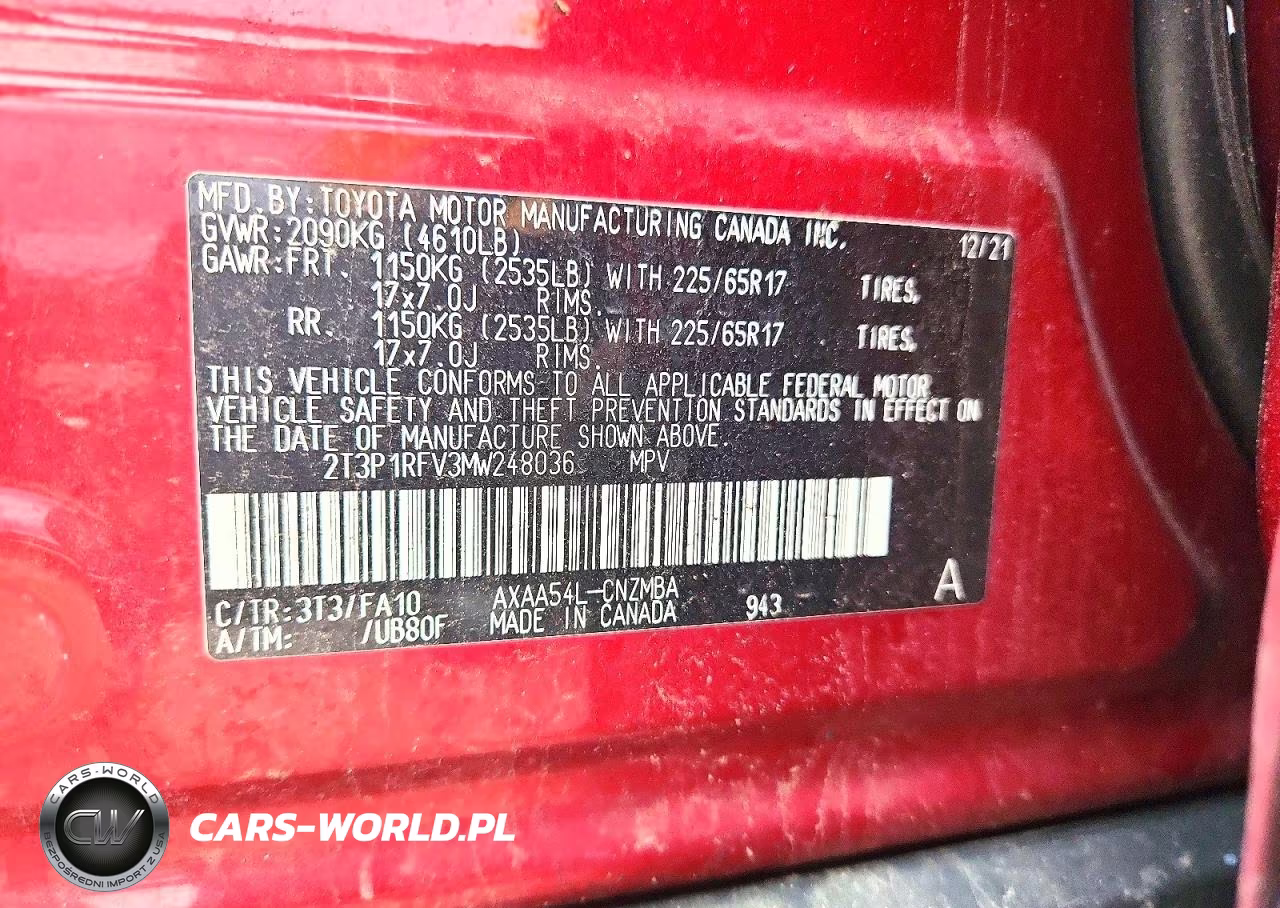 2021 Toyota Rav4 Xle VIN:2T3P1RFV3MW248036 - 12