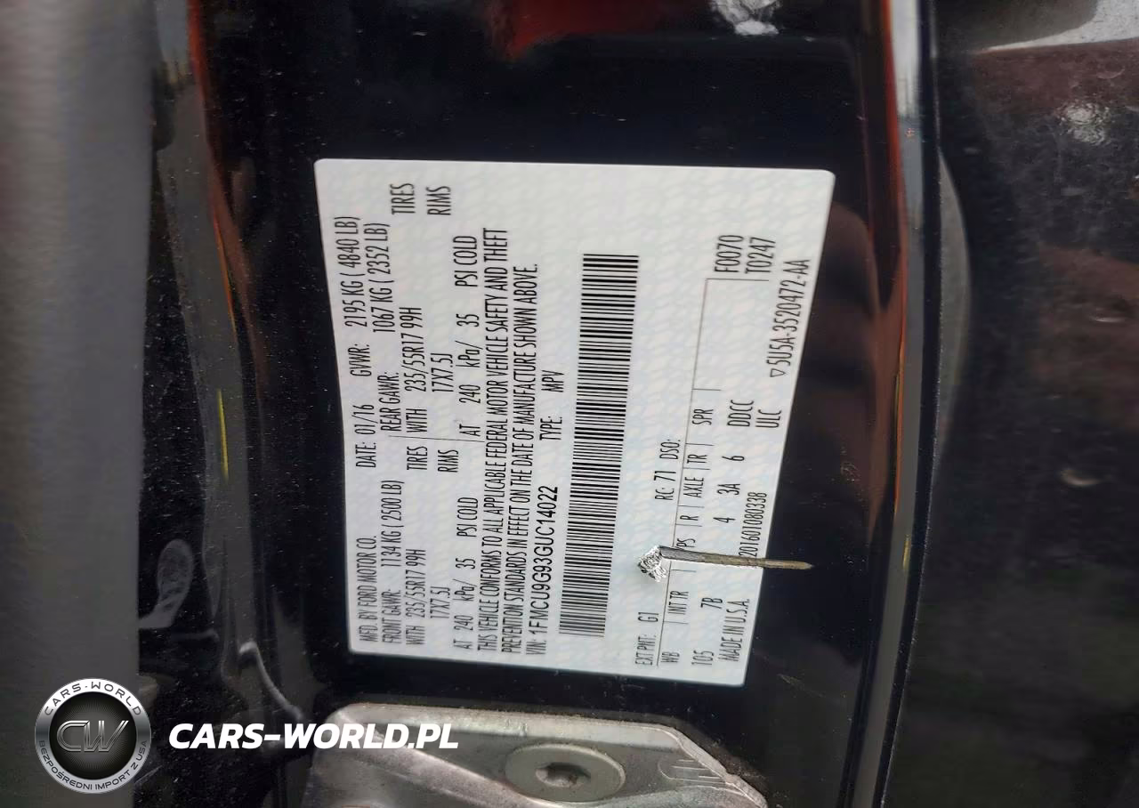 2016 Ford Escape Se VIN:1FMCU9G93GUC14022 - 12