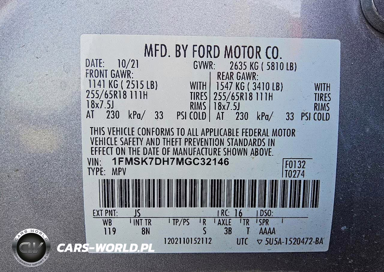 2021 Ford Explorer Xlt VIN:1FMSK7DH7MGC32146 - 13
