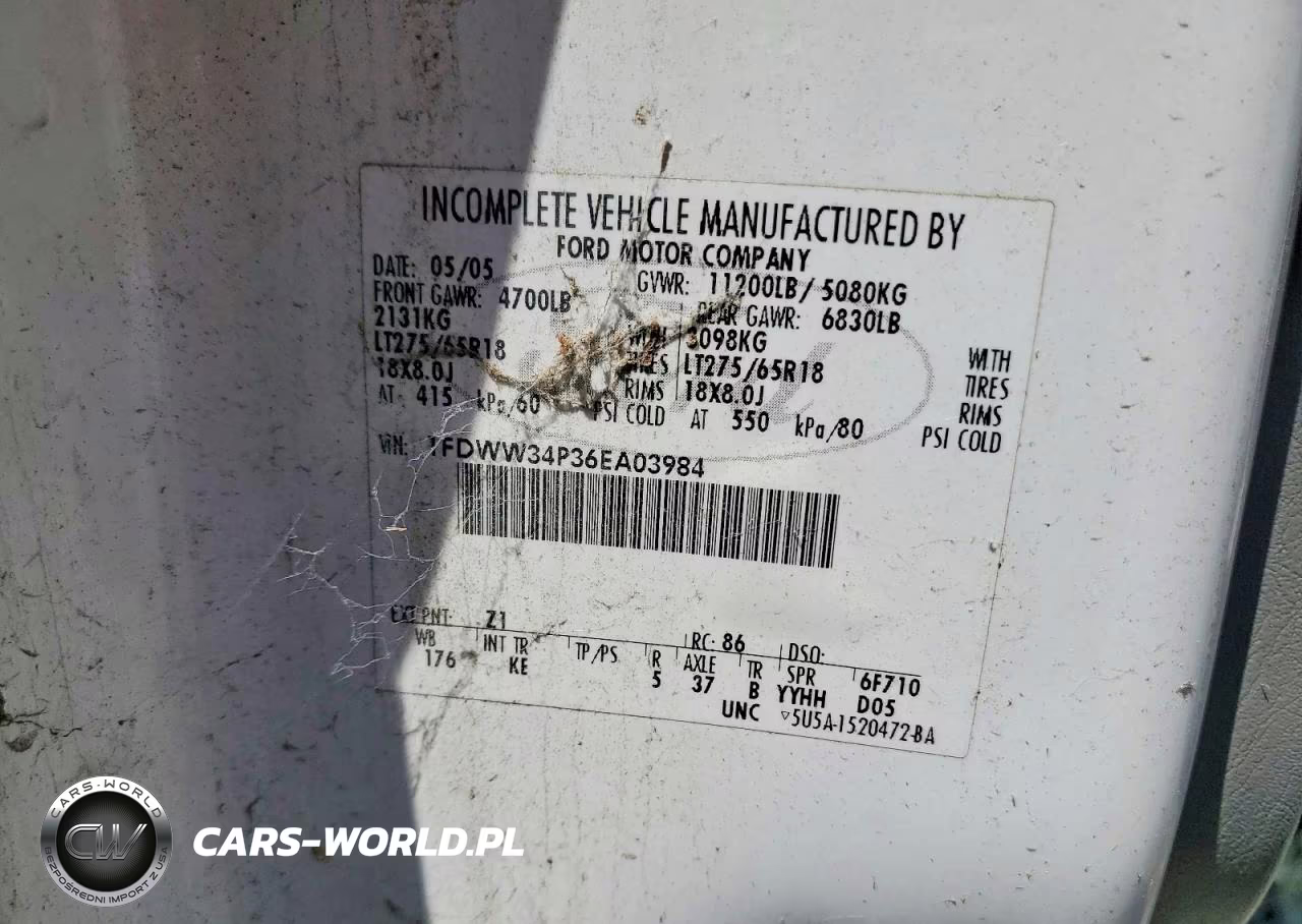 2006 Ford F350 Srw Super Duty VIN:1FDWW34P36EA03984 - 12