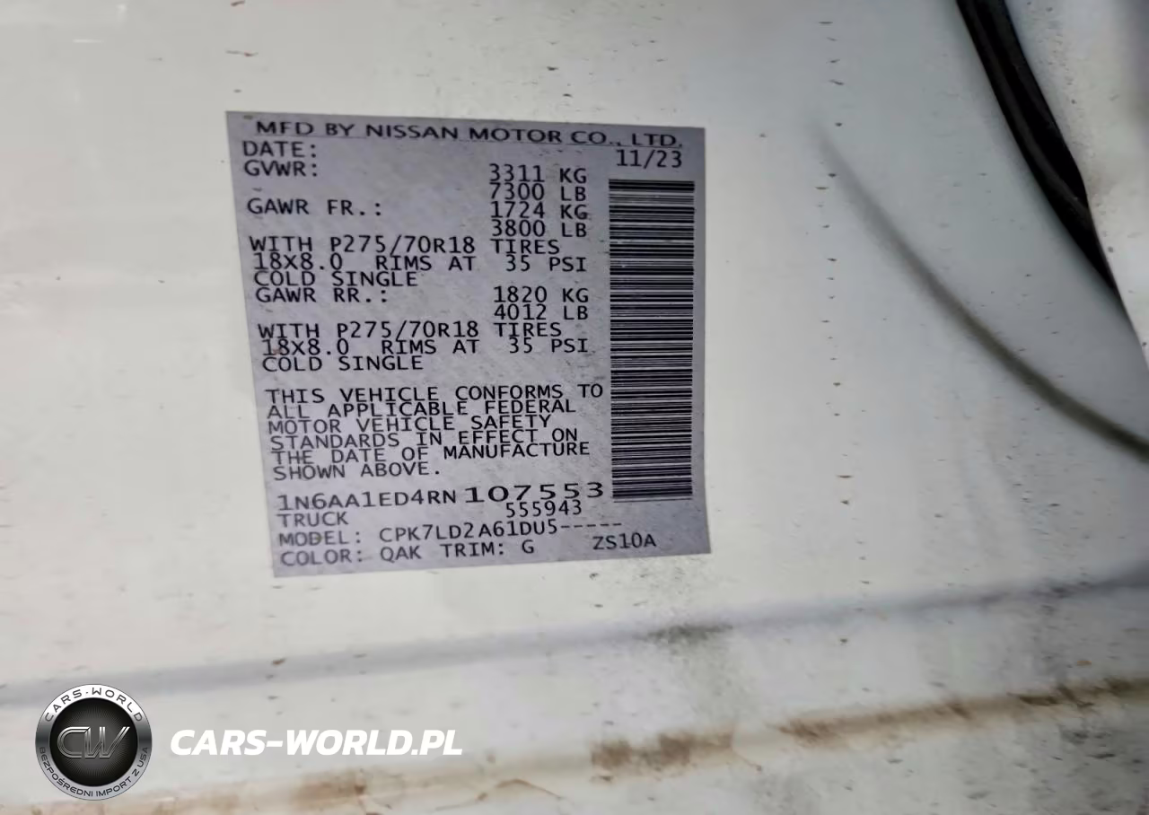 2024 Nissan Titan Pro-4X VIN:1N6AA1ED4RN107553 - 12