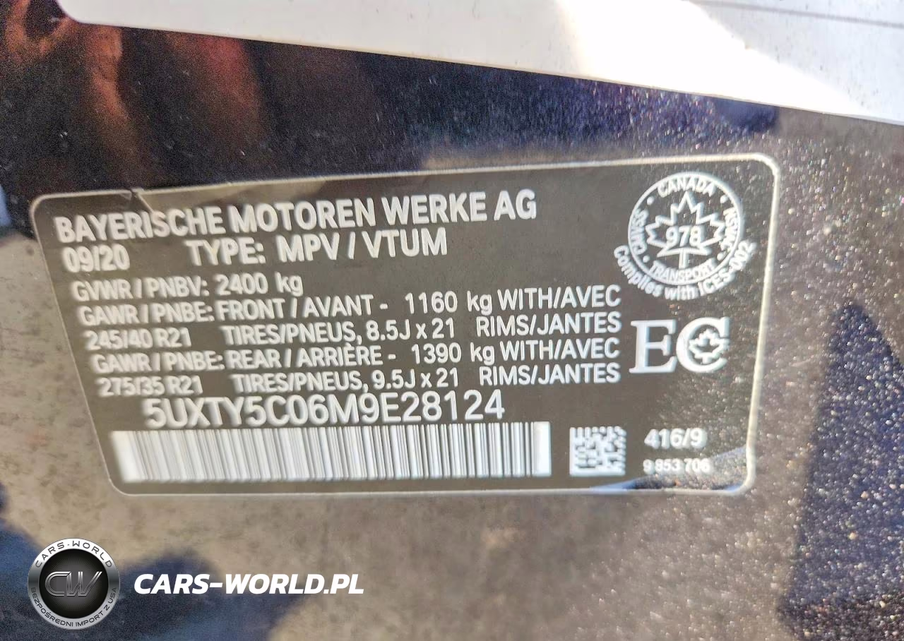 2021 BMW X3 xDrive30I VIN:5UXTY5C06M9E28124 - 13