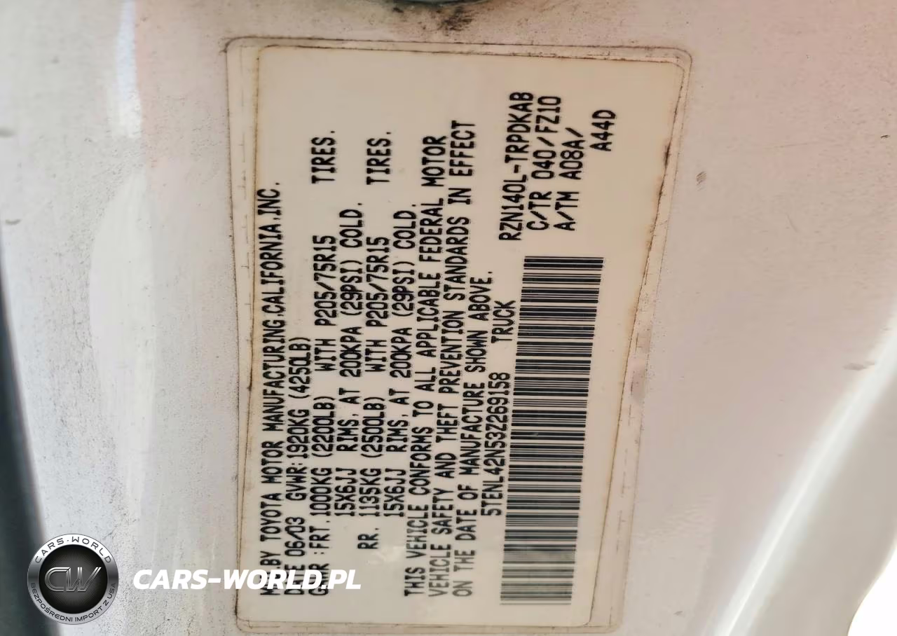 2003 Toyota Tacoma Base VIN:5TENL42N53Z269158 - 12