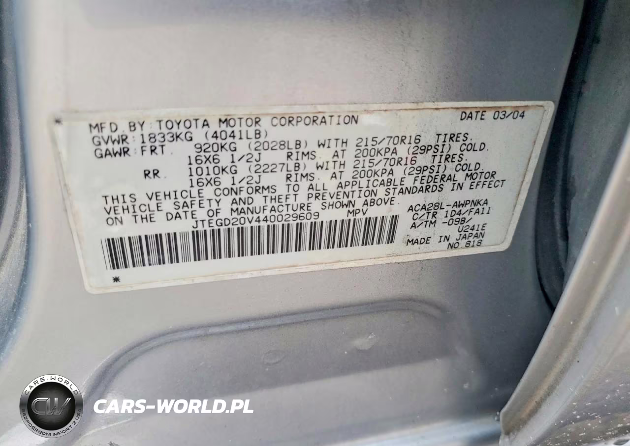 2004 Toyota Rav4 Base VIN:JTEGD20V440029609 - 13