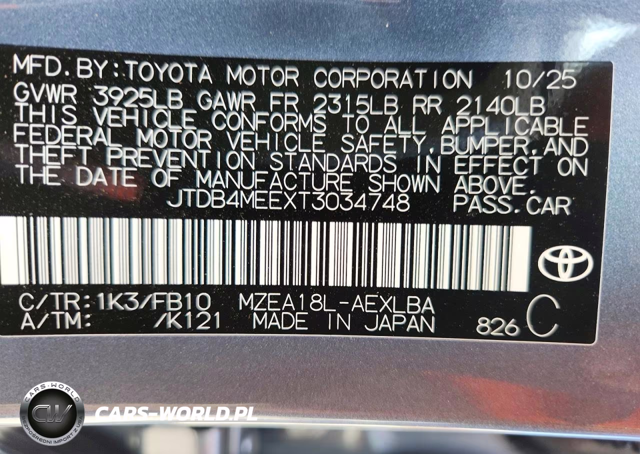 2026 Toyota Corolla Le VIN:JTDB4MEEXT3034748 - 12