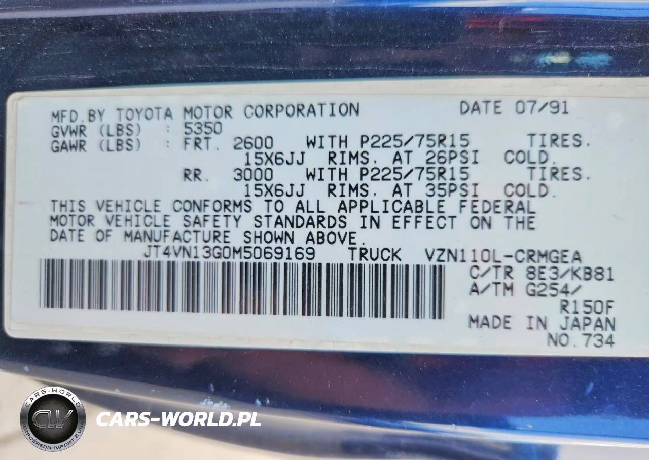 1991 Toyota Pickup Sr5 VIN:JT4VN13G0M5069169 - 12