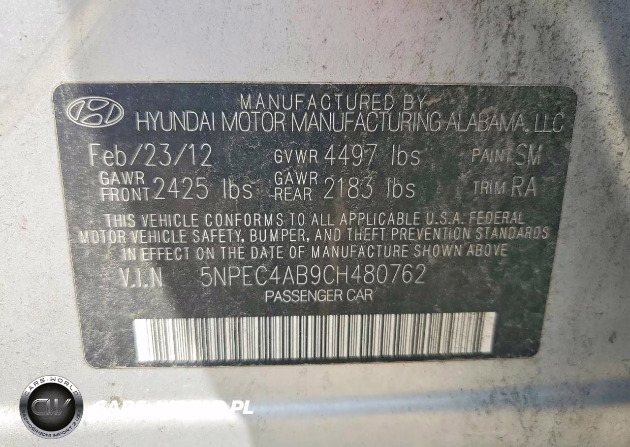 2012 Hyundai Sonata Limited 2.0T VIN:5NPEC4AB9CH480762 - 12