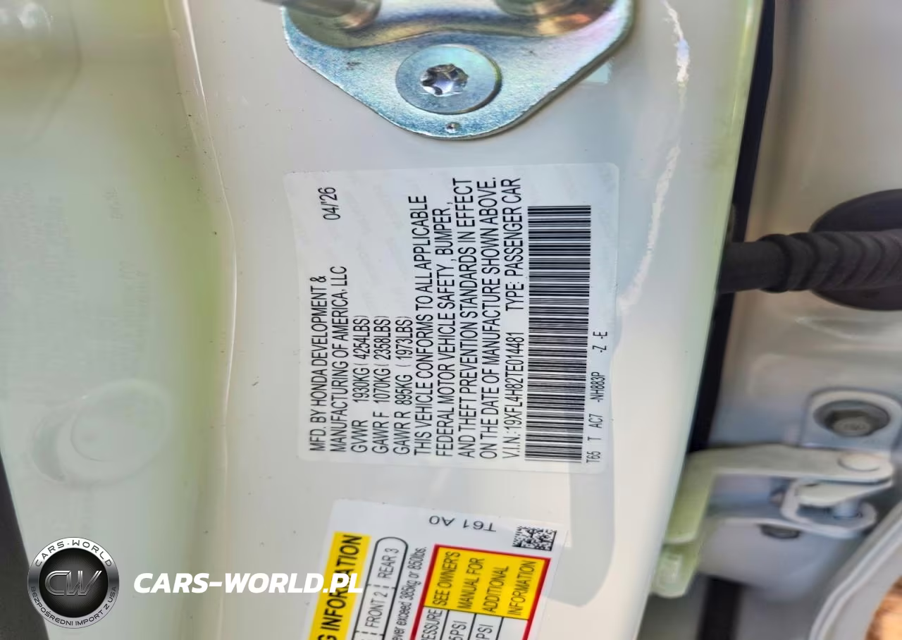 2026 Honda Civic Sport VIN:19XFL4H82TE014481 - 13