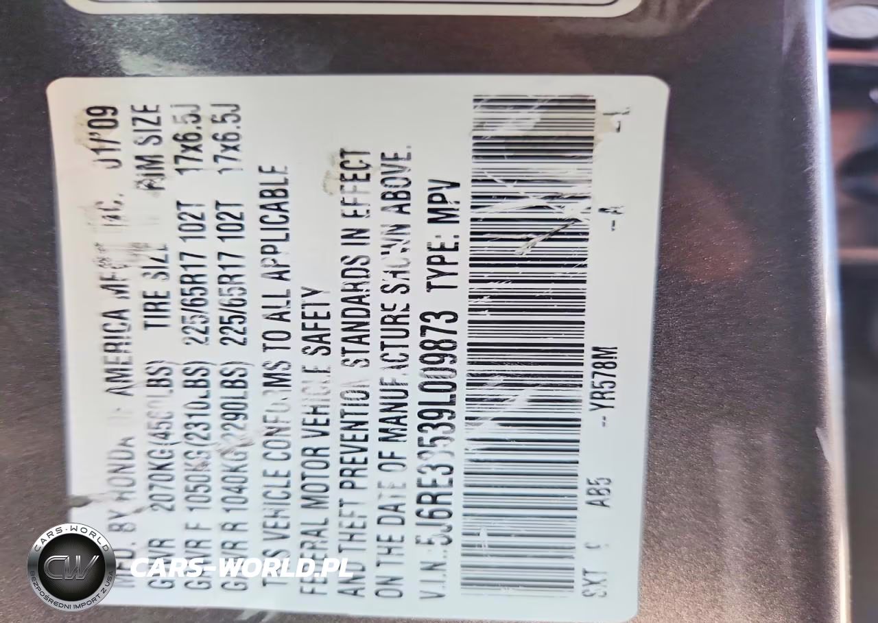 2009 Honda Cr-V Ex VIN:5J6RE38539L009873 - 12