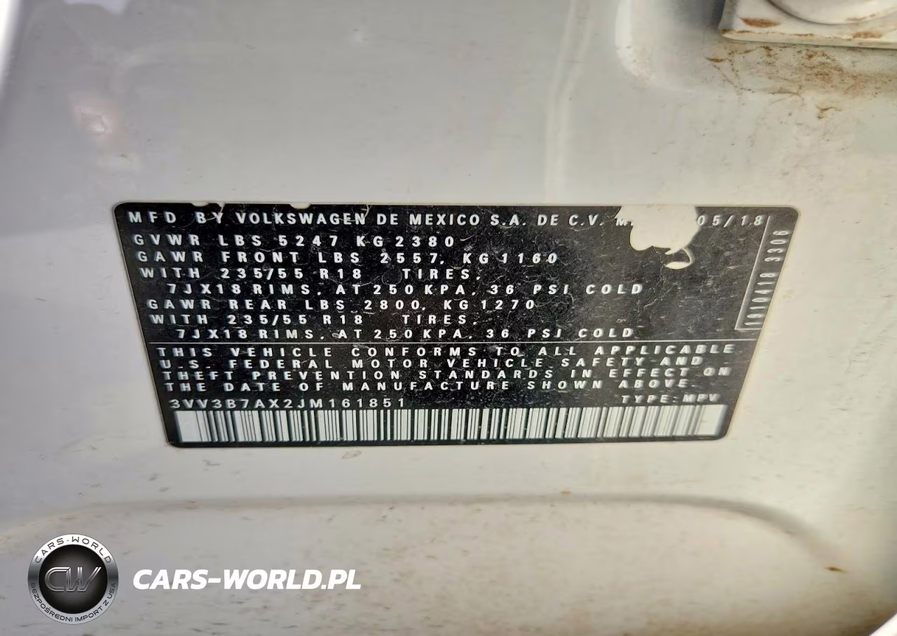 2018 Volkswagen Tiguan Se VIN:3VV3B7AX2JM161851 - 13