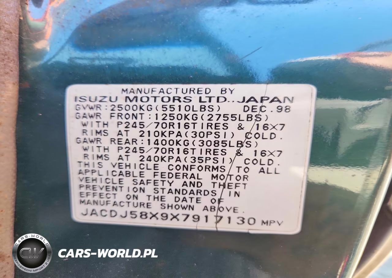 1999 Isuzu Trooper S VIN:JACDJ58X9X7917130 - 13