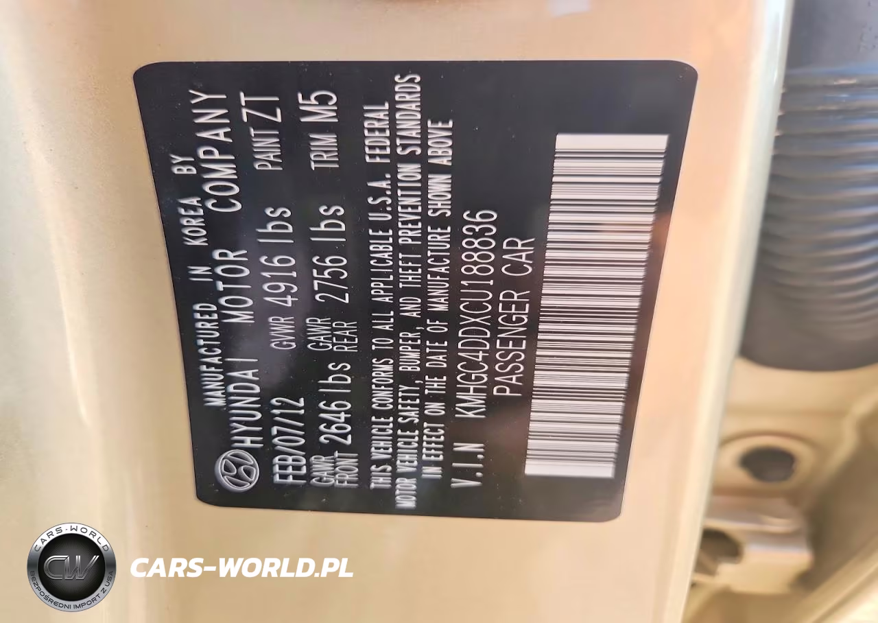 2012 Hyundai Genesis 3.8L VIN:KMHGC4DDXCU188836 - 12