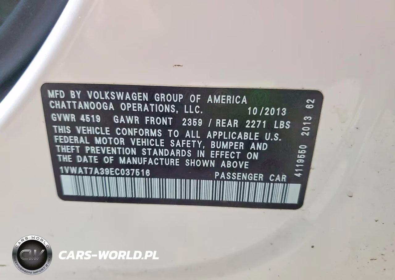 2014 Volkswagen Passat S VIN:1VWAT7A39EC037516 - 12