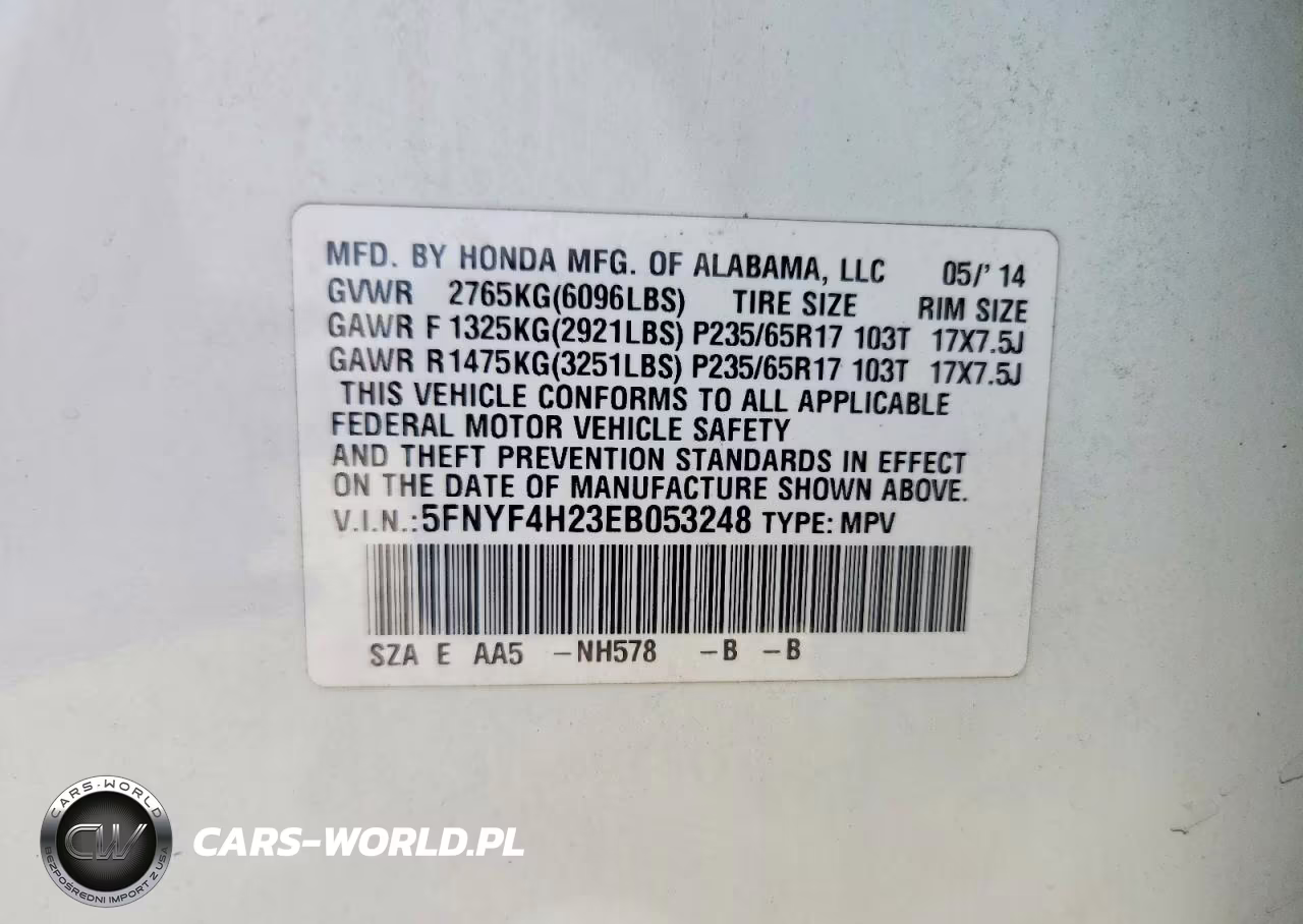 2014 Honda Pilot Lx VIN:5FNYF4H23EB053248 - 13