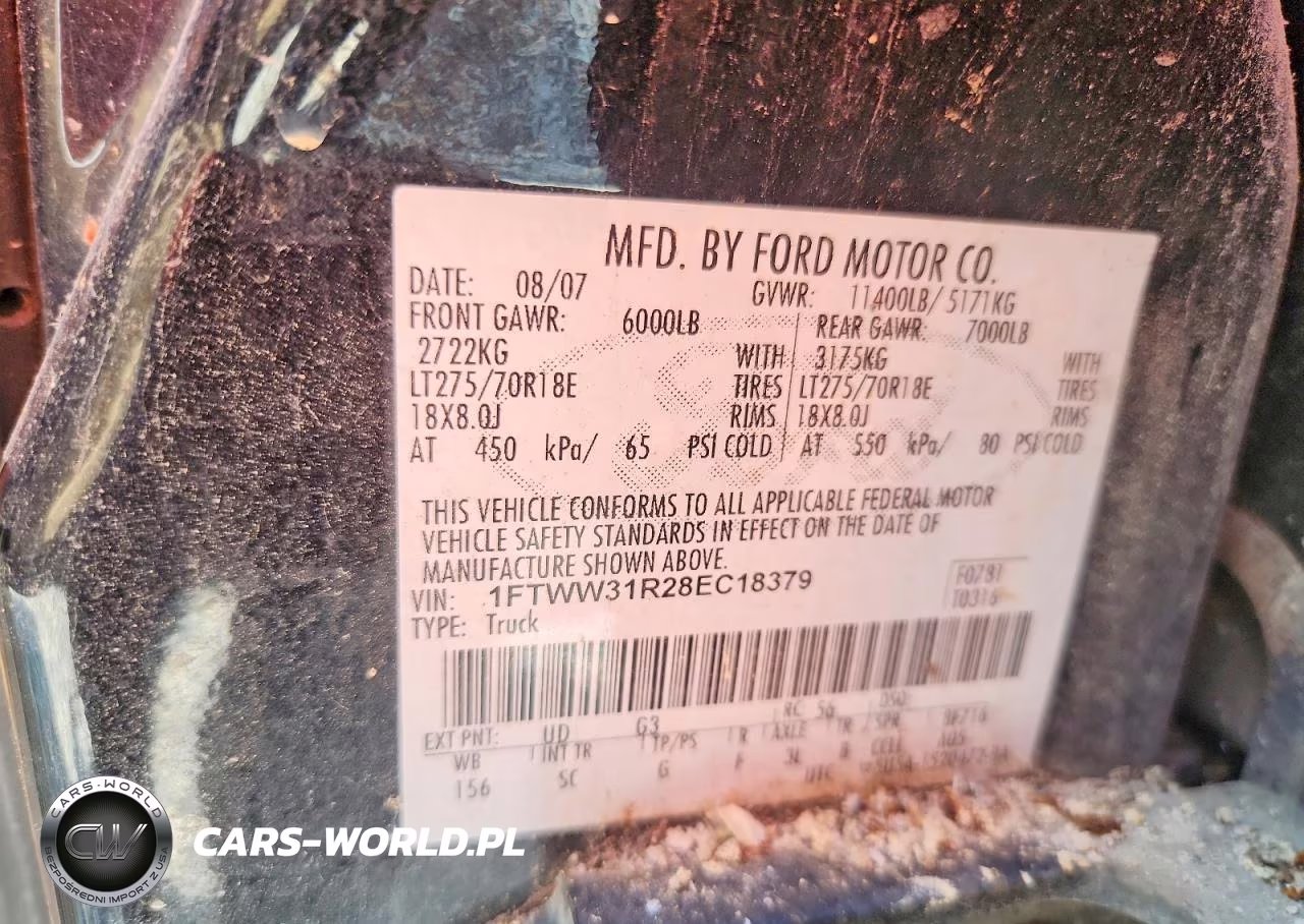 2008 Ford F350 Srw Super Duty VIN:1FTWW31R28EC18379 - 13