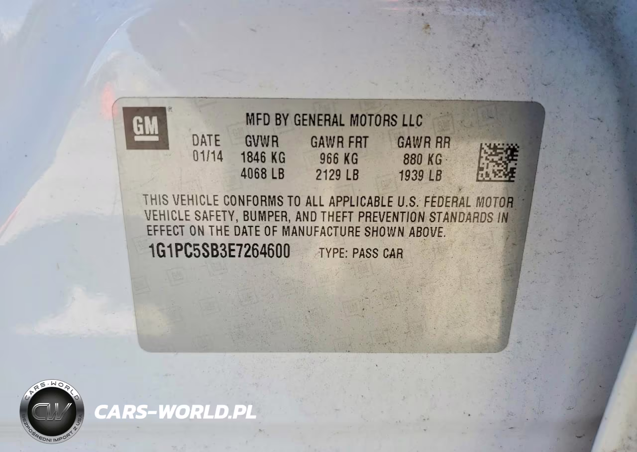 2014 Chevrolet Cruze Lt VIN:1G1PC5SB3E7264600 - 12