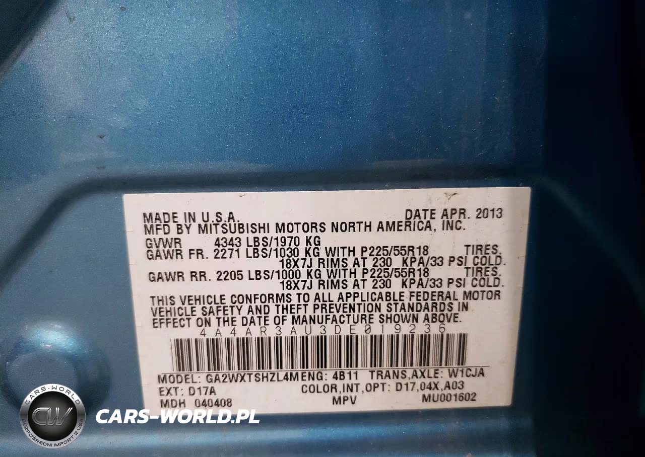 2013 Mitsubishi Outlander Sport Es VIN:4A4AR3AU3DE019236 - 13