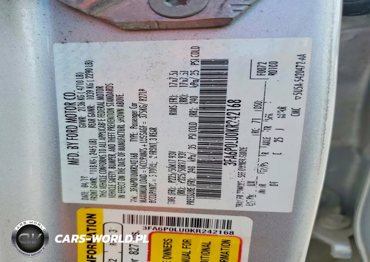 2019 Ford Fusion Se VIN:3FA6P0LU0KR242168 - 12