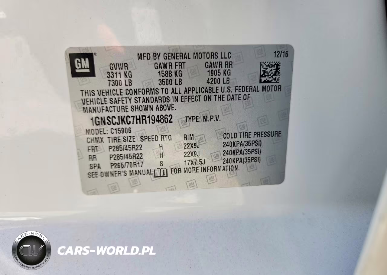 2017 Chevrolet Suburban C1500 Premier VIN:1GNSCJKC7HR194862 - 14