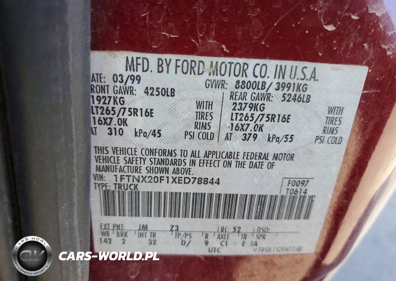 1999 Ford F250 Super Duty VIN:1FTNX20F1XED78844 - 12