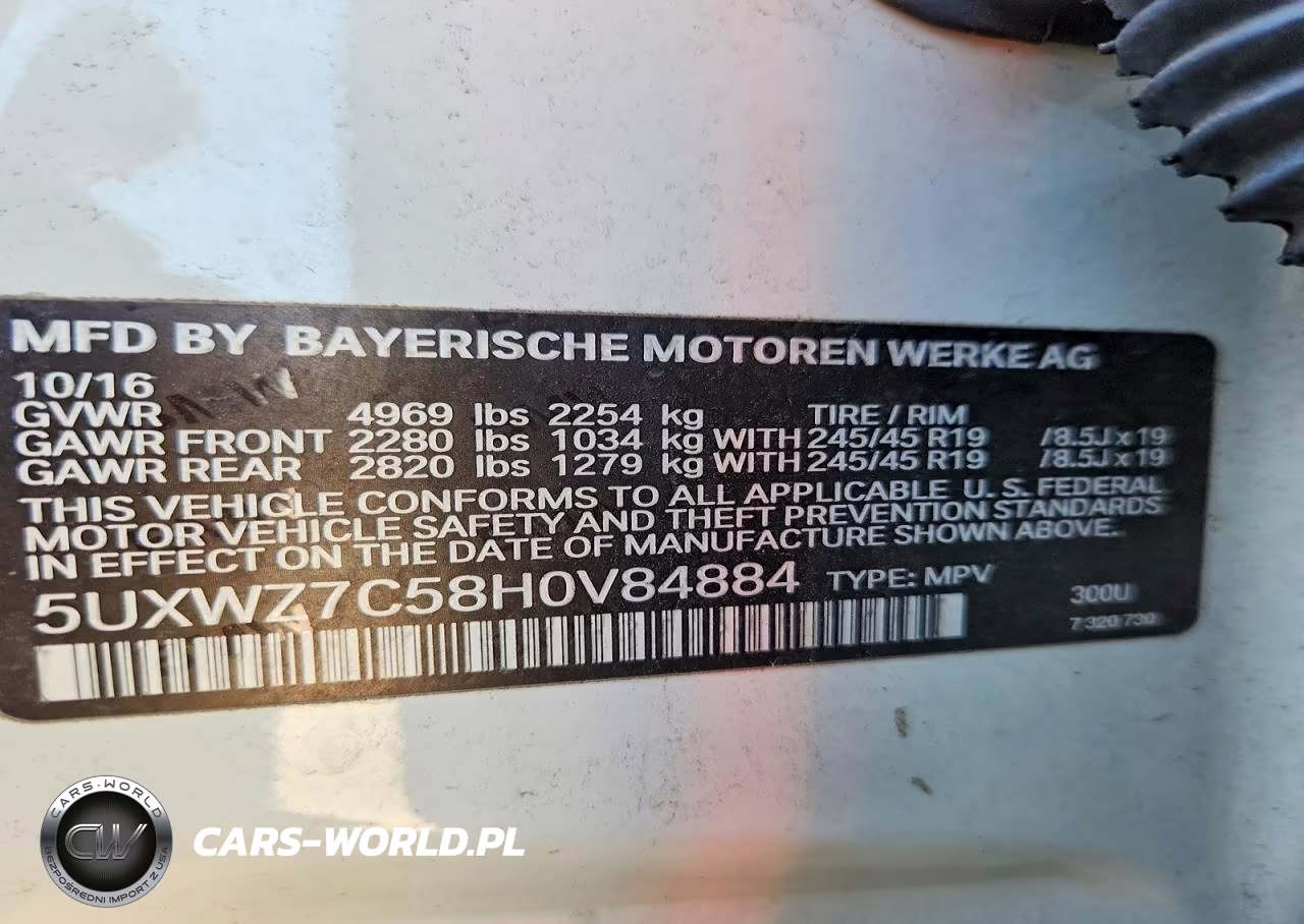 2017 BMW X3 Sdrive28I VIN:5UXWZ7C58H0V84884 - 13