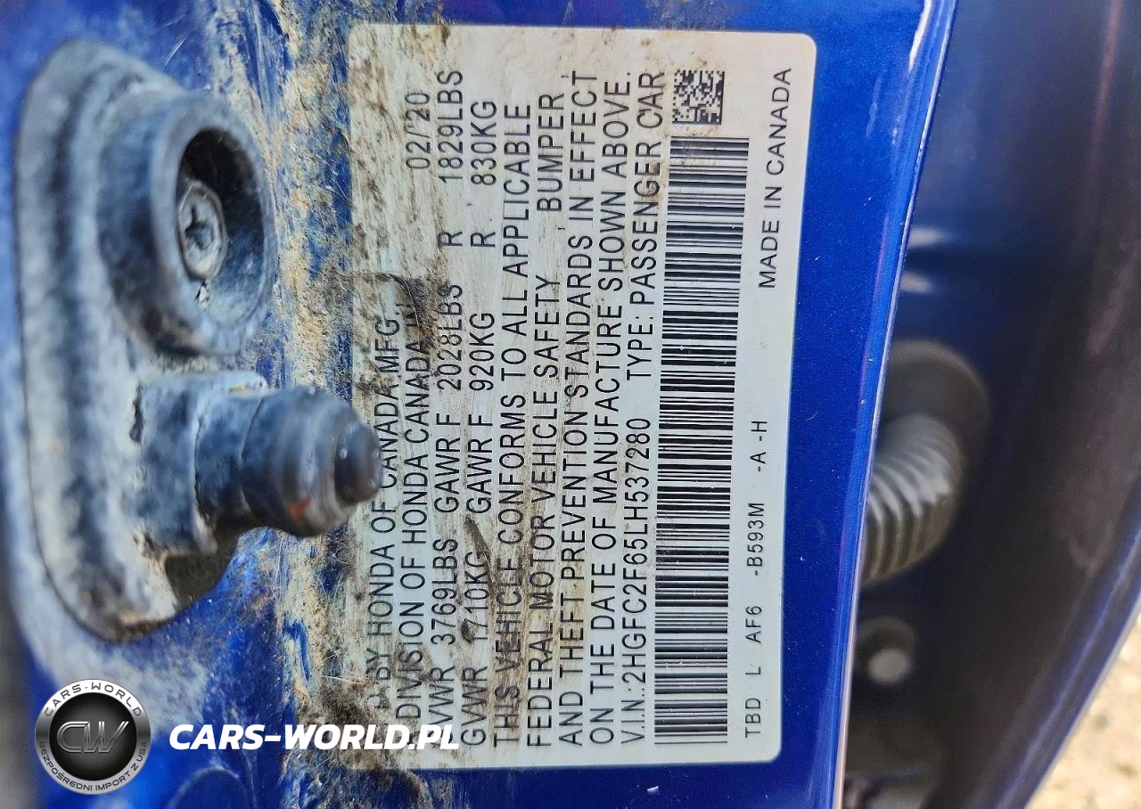 2020 Honda Civic Lx VIN:2HGFC2F65LH537280 - 12