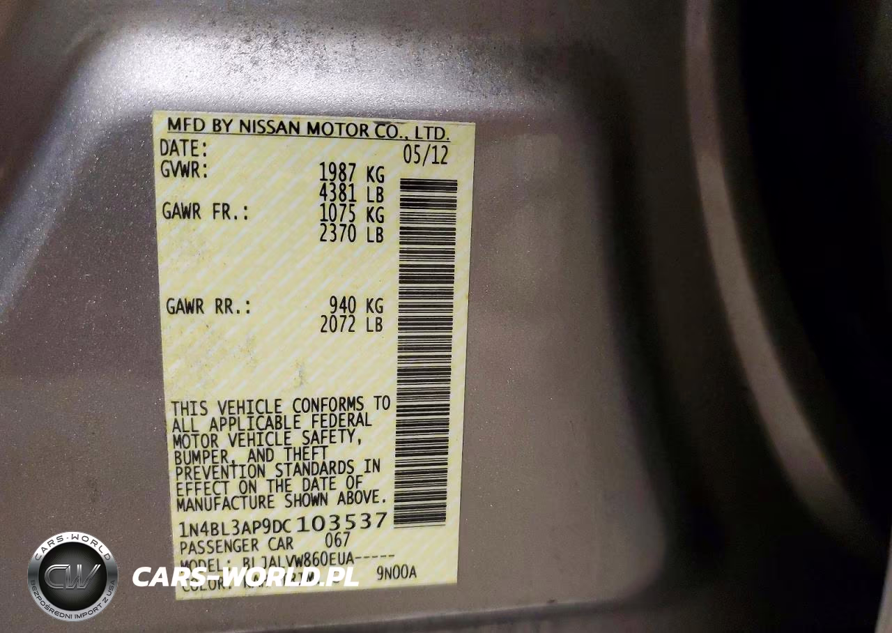 2013 Nissan Altima 3.5S VIN:1N4BL3AP9DC103537 - 12