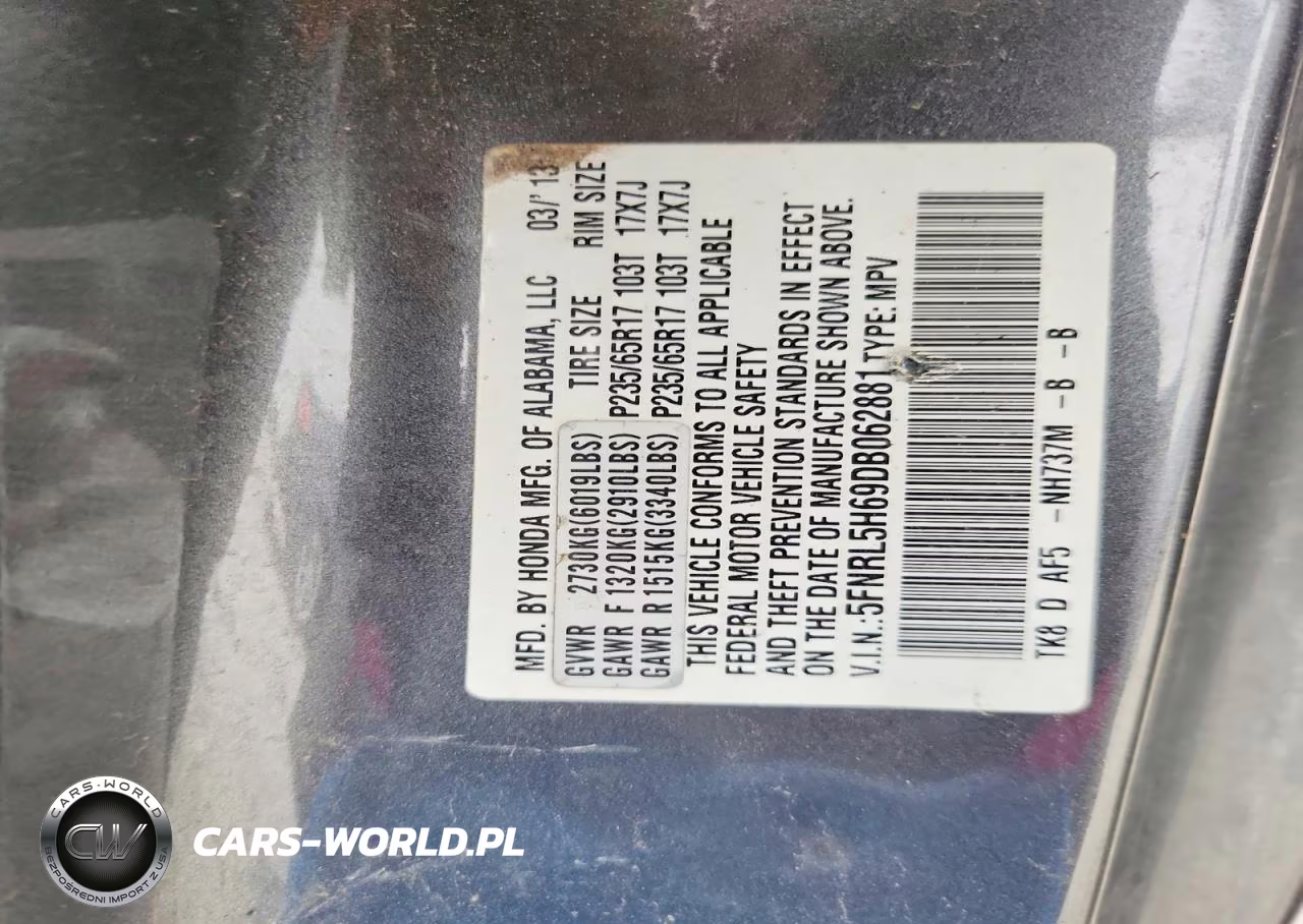 2013 Honda Odyssey Exl VIN:5FNRL5H69DB062881 - 13