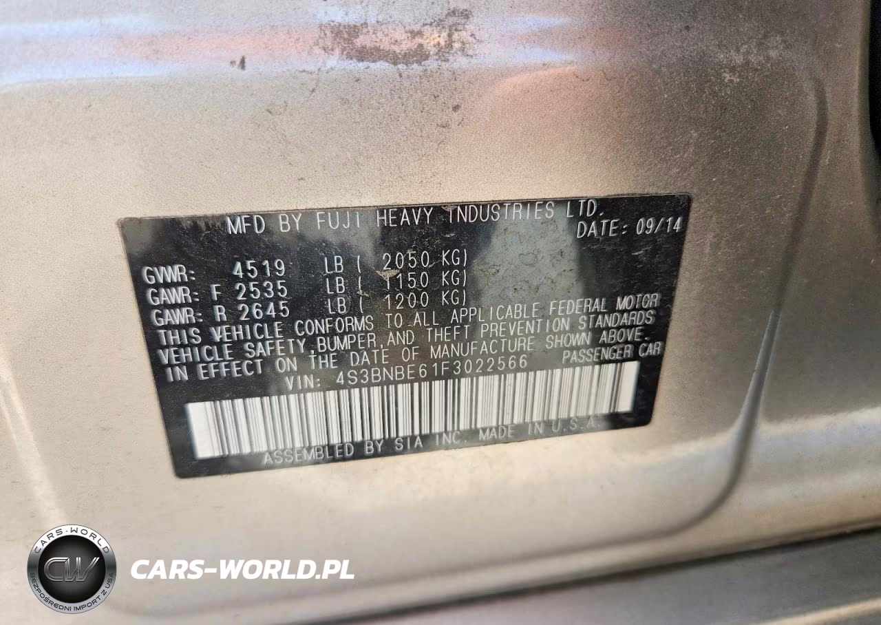 2015 Subaru Legacy 2.5I Premium VIN:4S3BNBE61F3022566 - 12