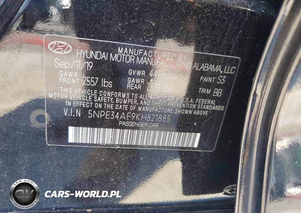 2019 Hyundai Sonata Sel VIN:5NPE34AF9KH821885 - 12