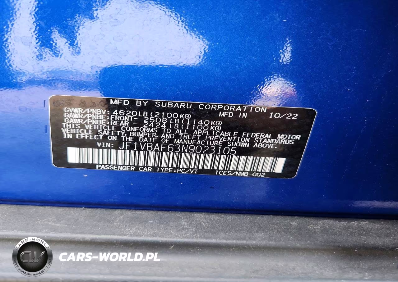 2022 Subaru Wrx Premium VIN:JF1VBAF63N9023105 - 12