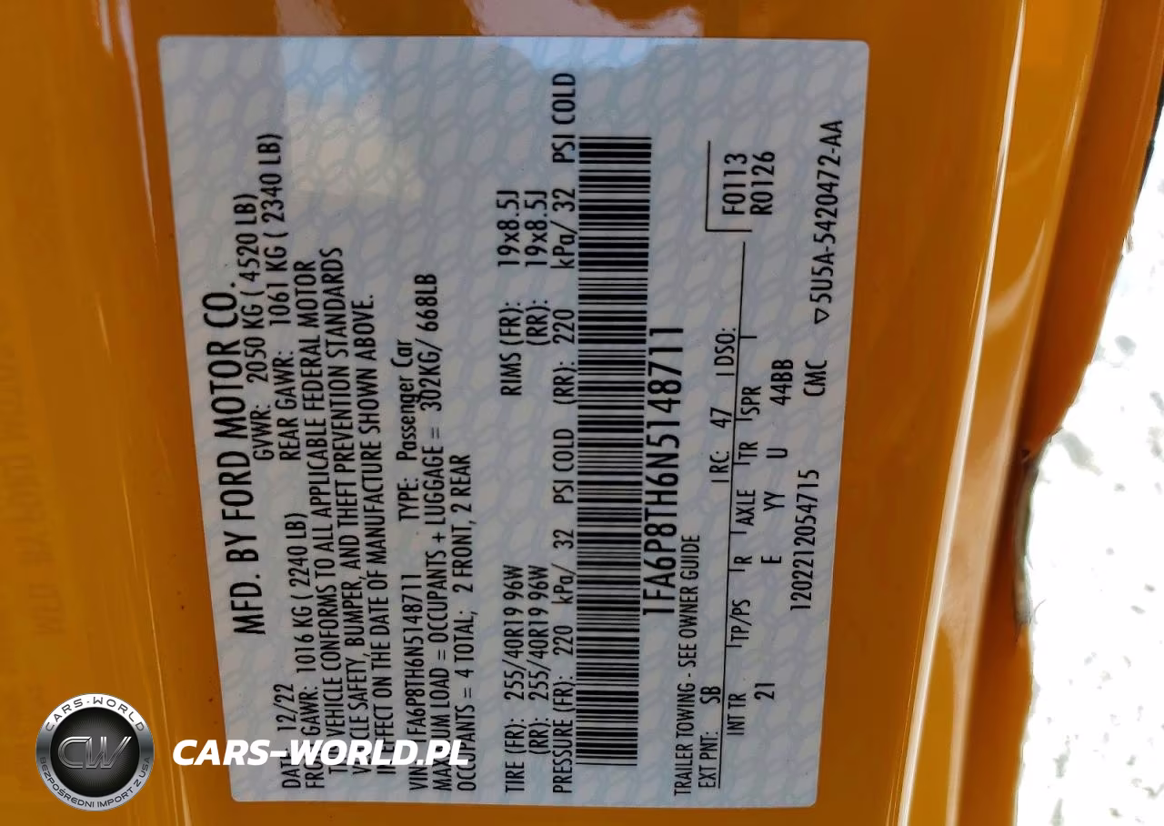 2022 Ford Mustang VIN:1FA6P8TH6N5148711 - 12