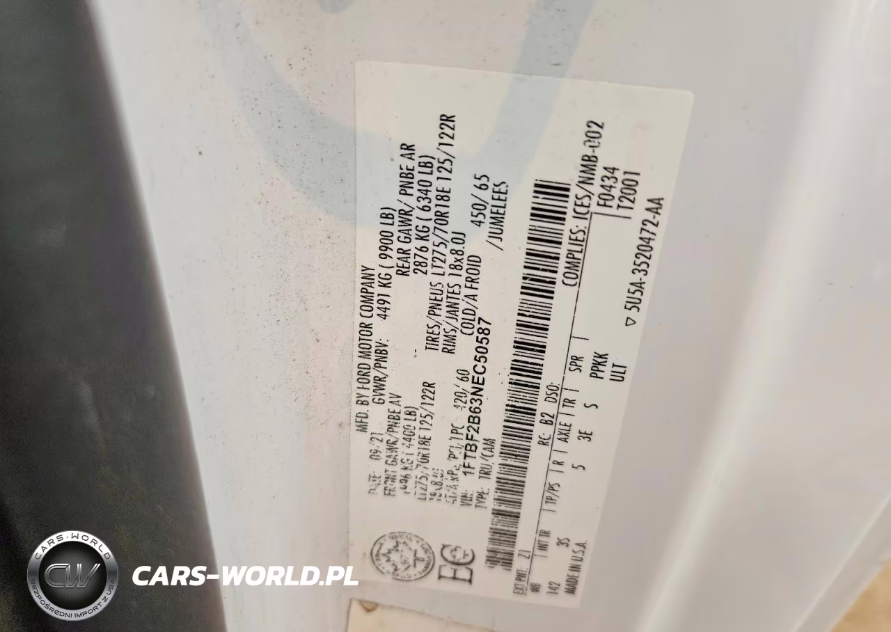 2022 Ford F250 Super Duty VIN:1FTBF2B63NEC50587 - 12