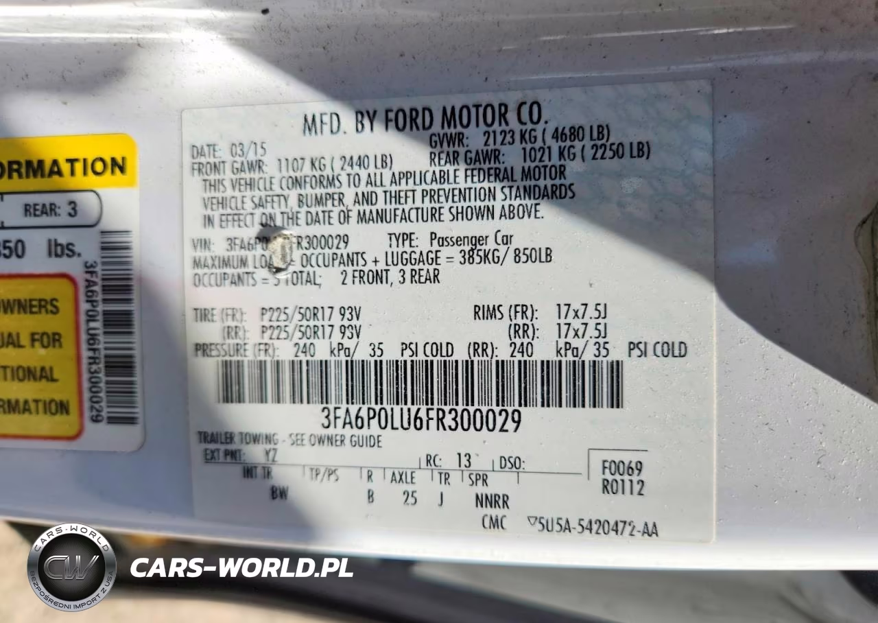 2015 Ford Fusion Se Hybrid VIN:300029 - 12