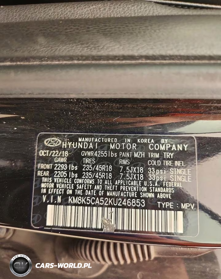 2019 Hyundai Kona VIN:KM8K5CA52KU246853 - 12