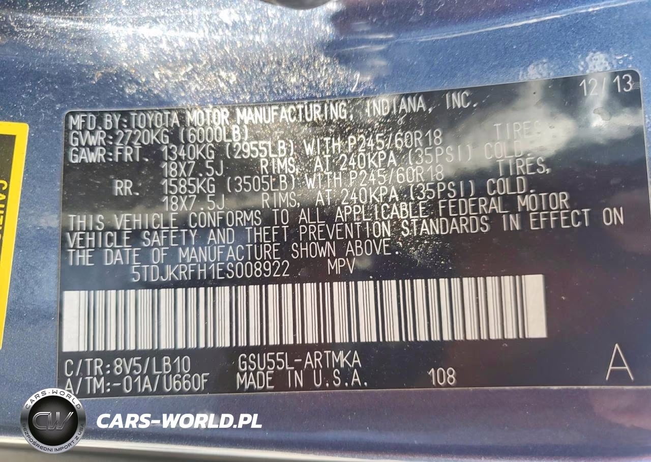 2014 Toyota Highlander Sport VIN:5TDJKRFH1ES008922 - 13