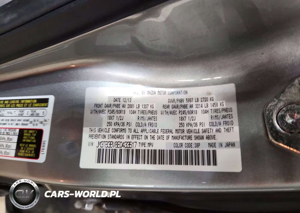 2014 Mazda Cx-9 VIN:JM3TBV8E0433517 - 13