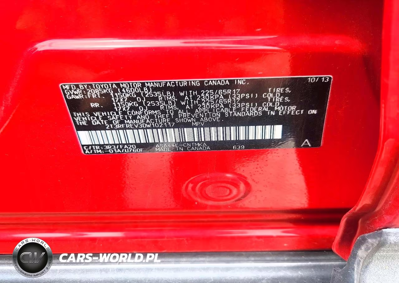 2013 Toyota Rav4 Xle VIN:2T3RFREV3DW102117 - 13