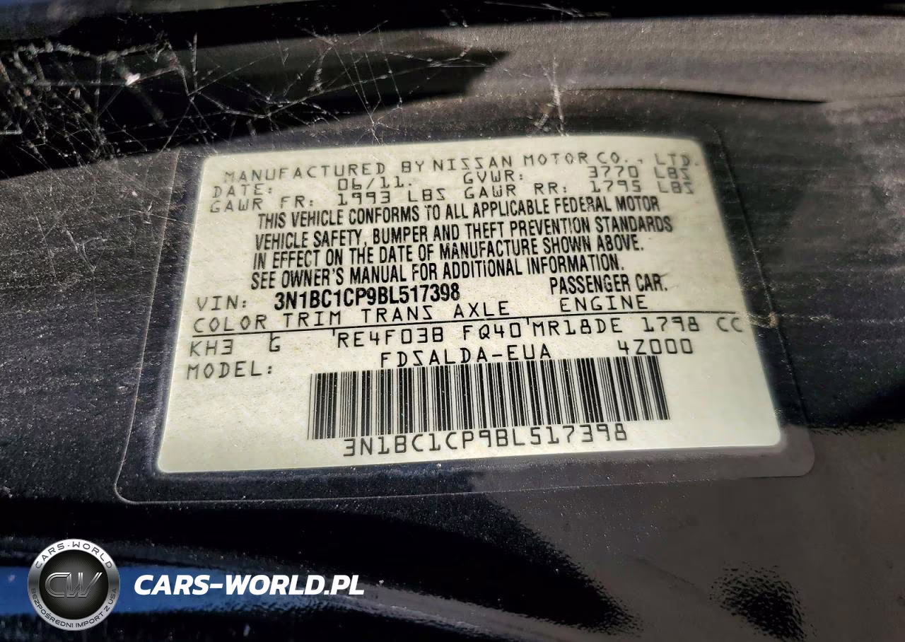 2011 Nissan Versa 1.8 S VIN:3N1BC1CP9BL517398 - 12