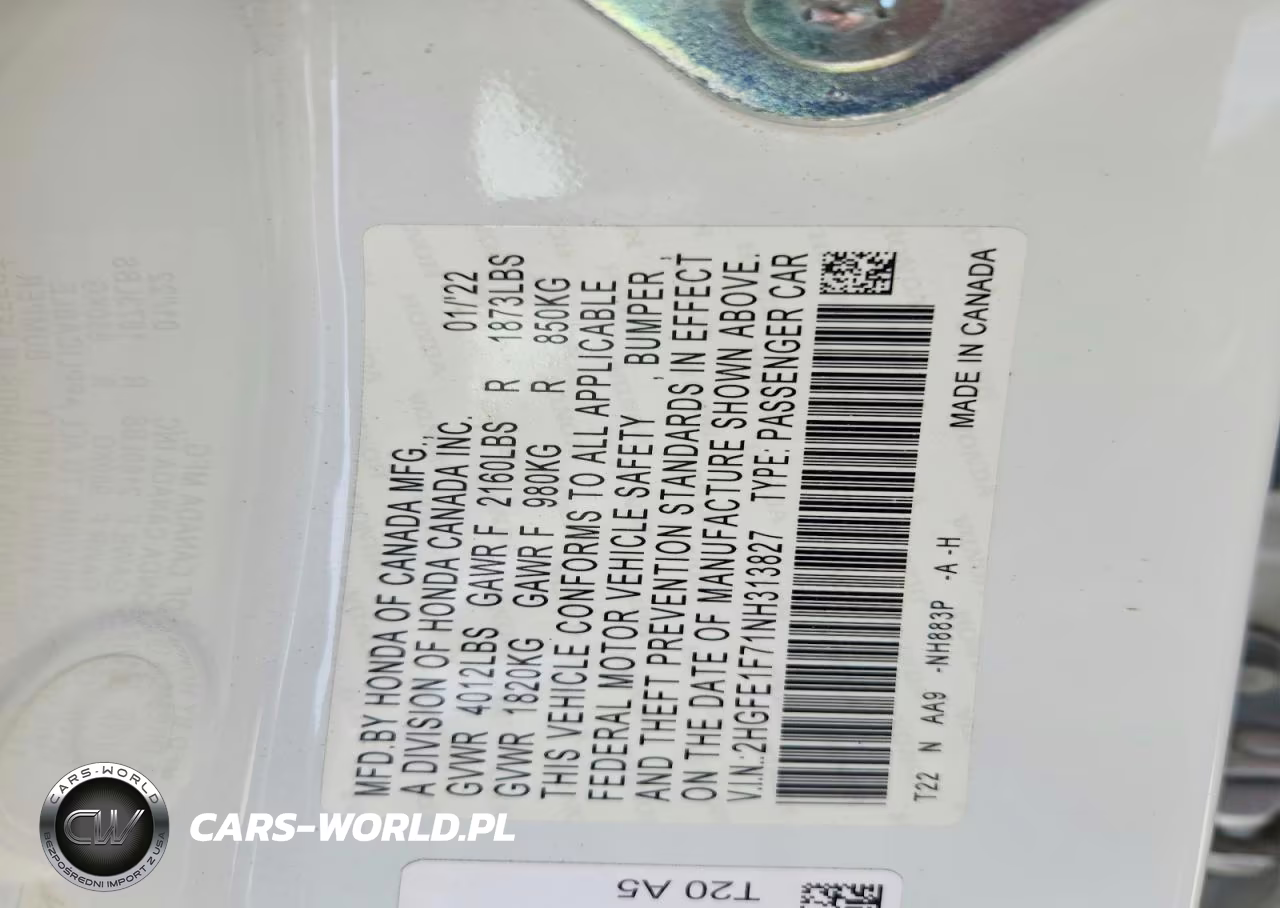 2022 Honda Civic Ex VIN:2HGFE1F71NH313827 - 13