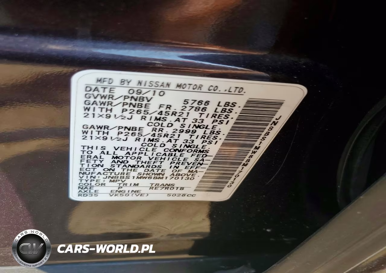 2011 Infiniti Fx50 Base VIN:JN8BS1MW6BM170130 - 13
