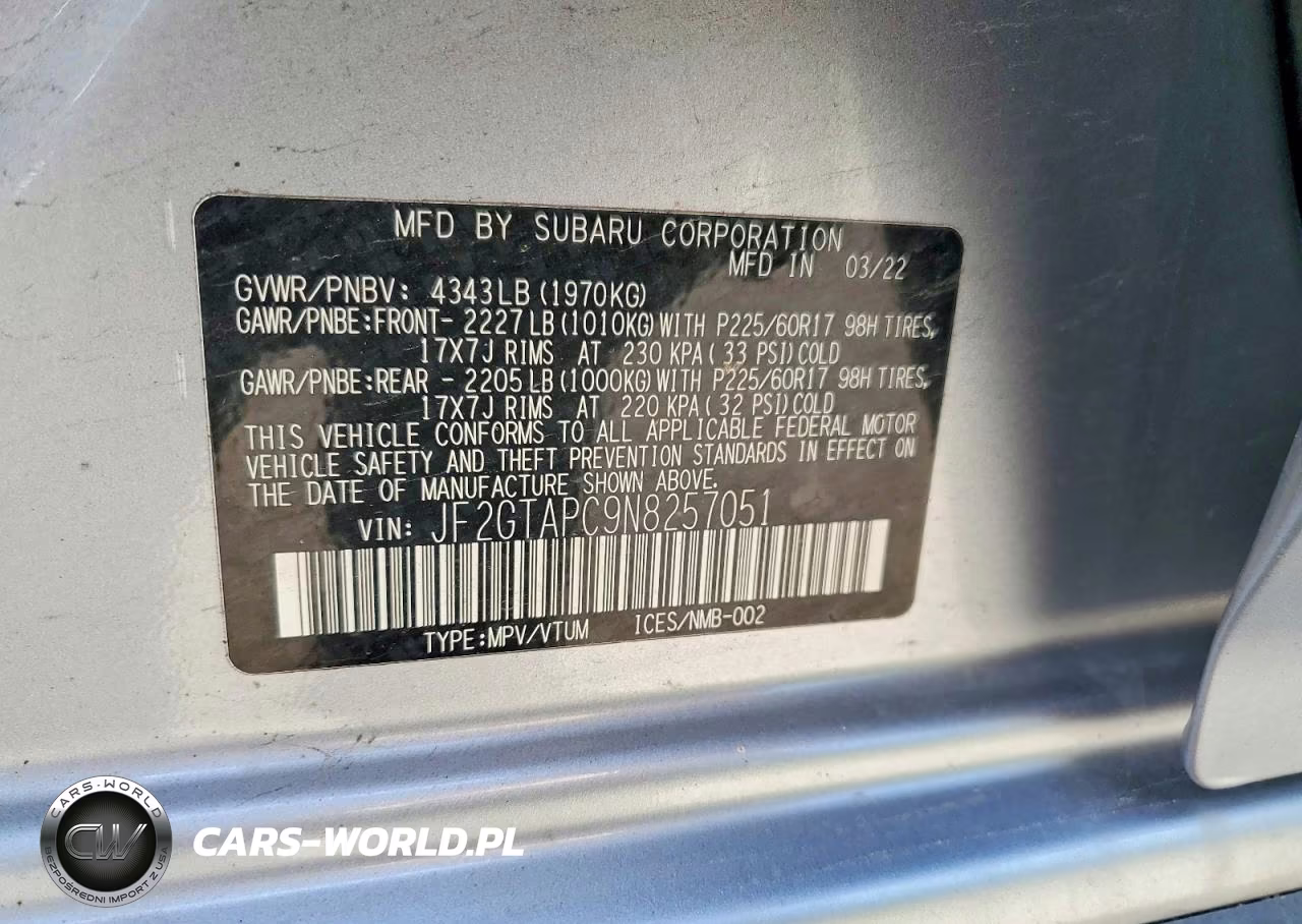 2022 Subaru Crosstrek Premium VIN:JF2GTAPC9N8257051 - 12